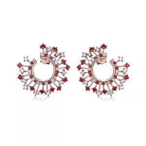 Starburst Diamond Ruby Earrings