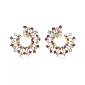 Starburst Diamond Ruby Earrings